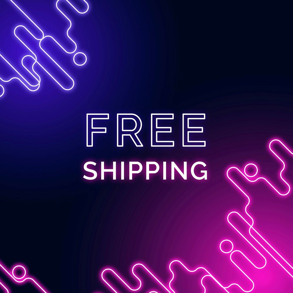 Free shipping neon advertisement template vector