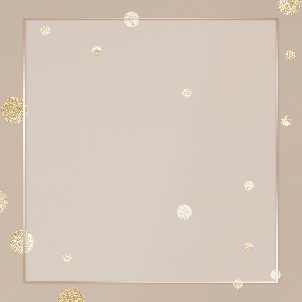 Gold frame with shimmery dots on a brown background