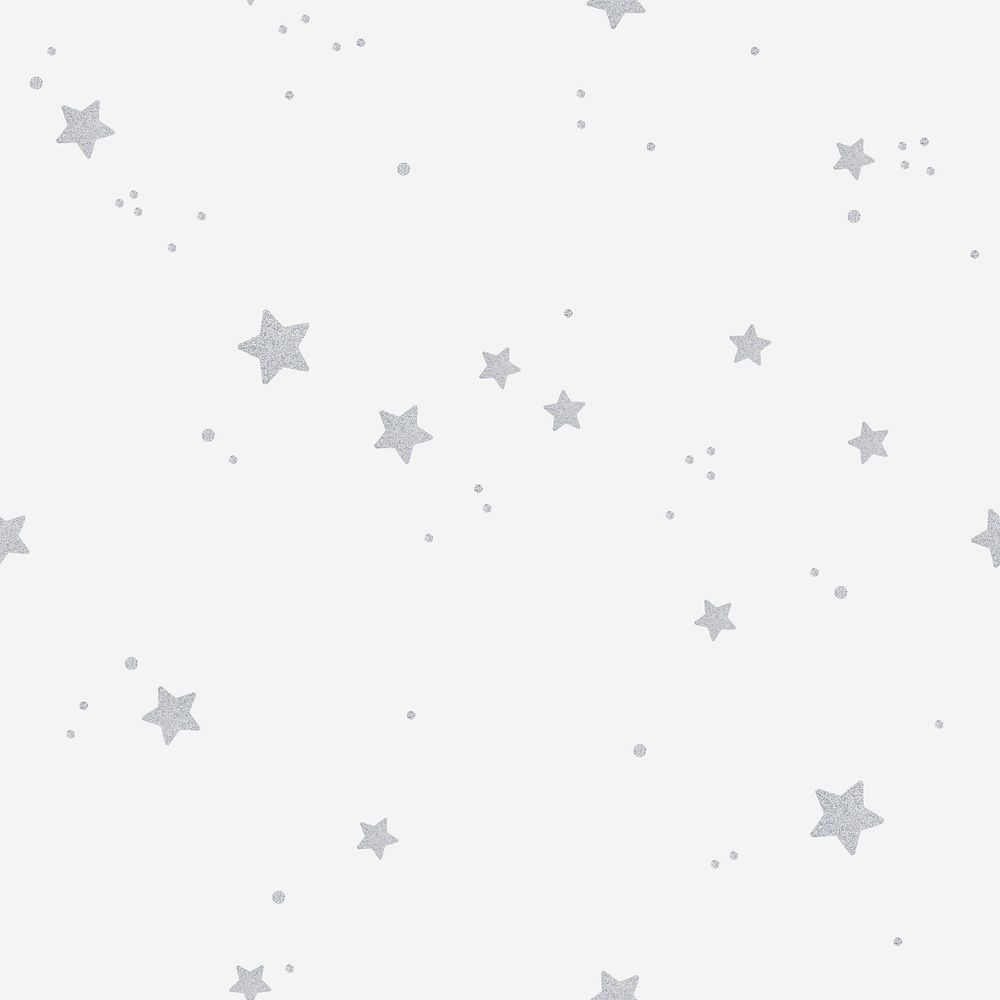 Silver star seamless pattern on a white background