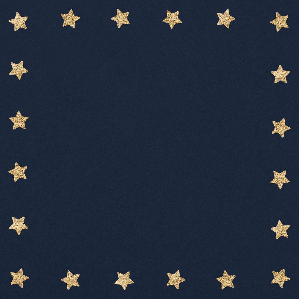 Gold star patterned frame on a midnight blue background