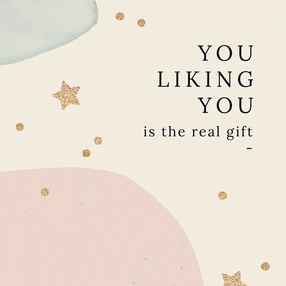 You liking you is the real gift quote social media template vector