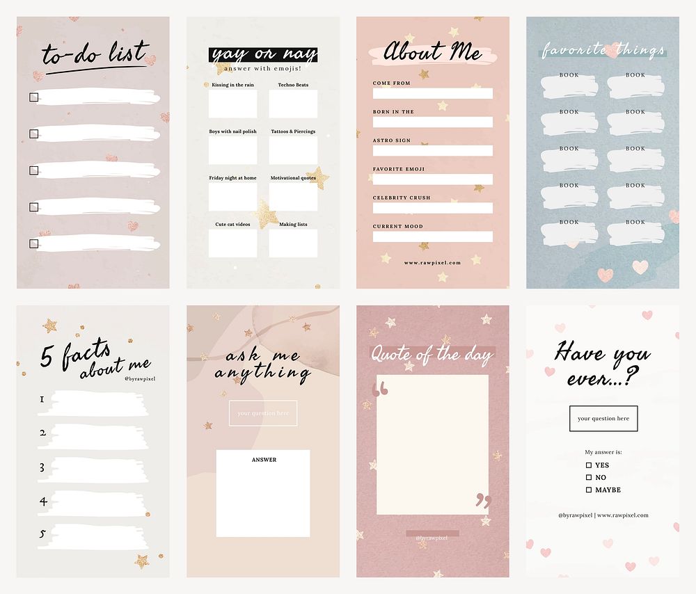 Instagram story template vector set