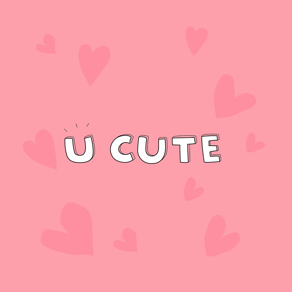 Doodle white U Cute word on a pink background vector