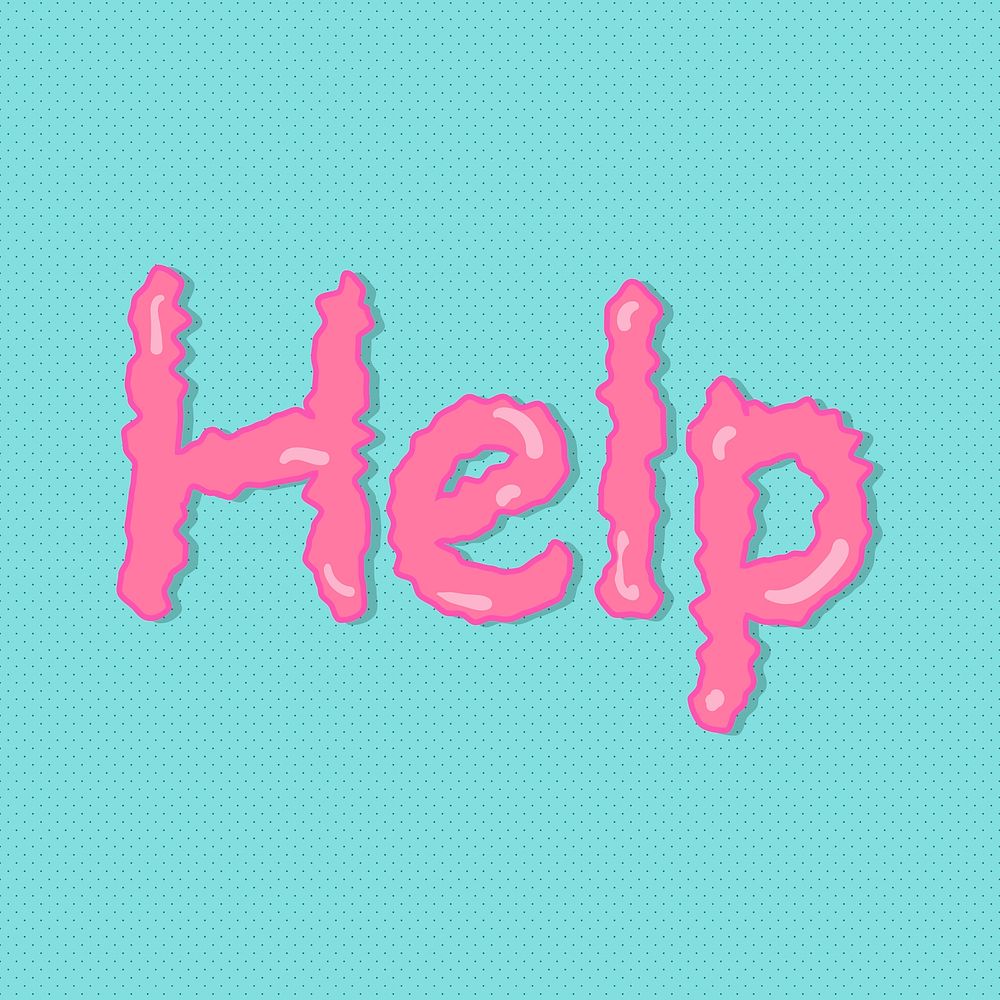 Pink Help word on a blue background vector
