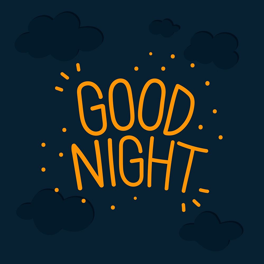 Orange Good night word on a dark blue background vector