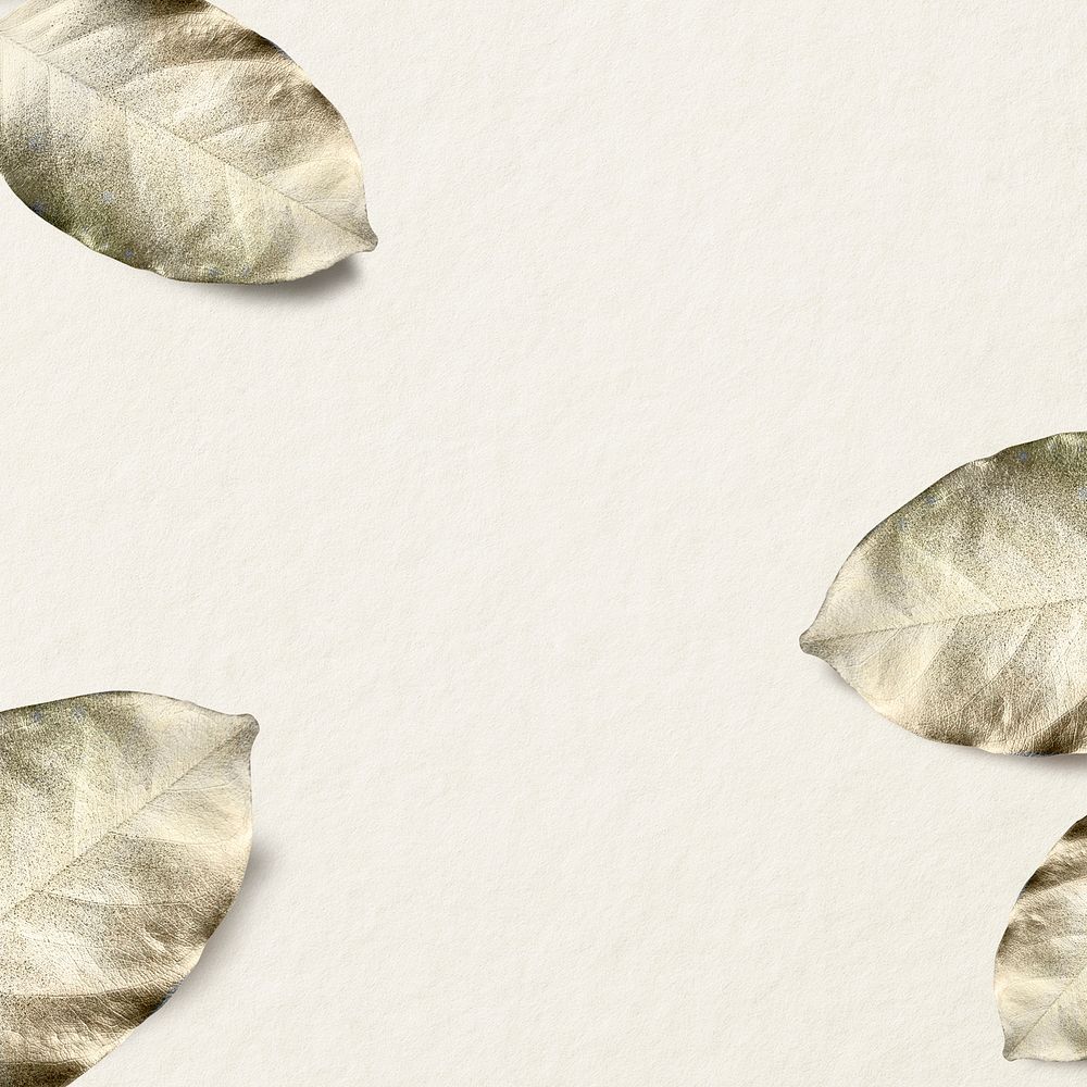 Gold leaves psd on beige background