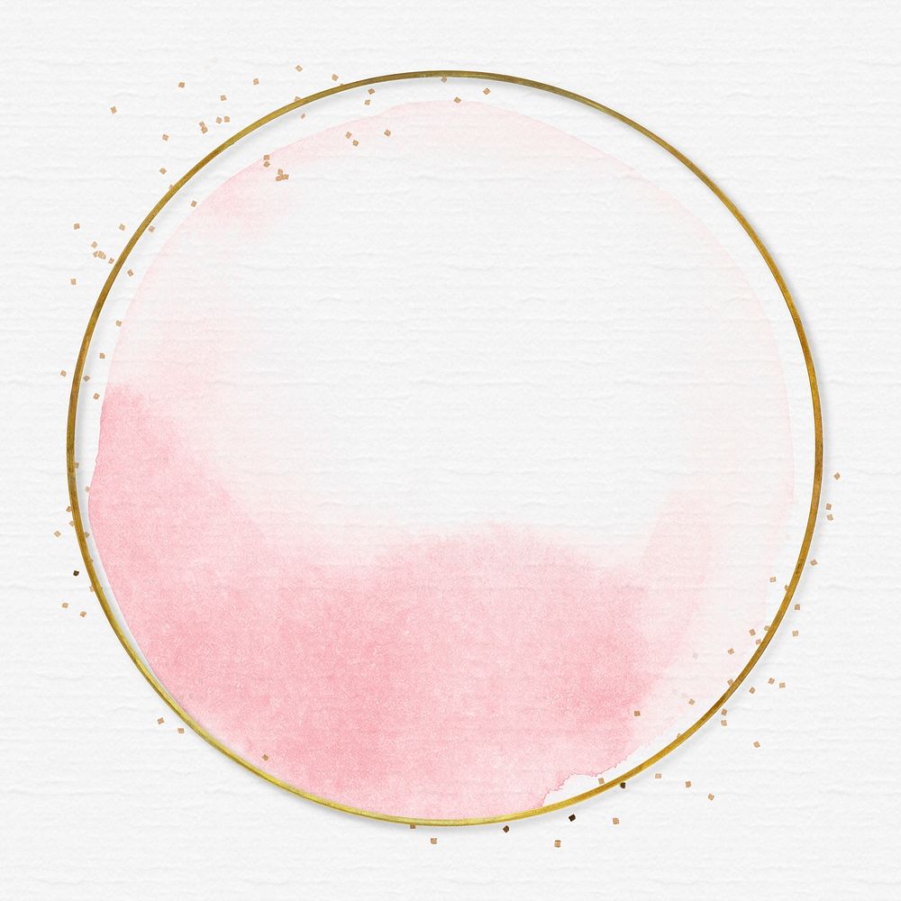 Gold round frame on light pink background
