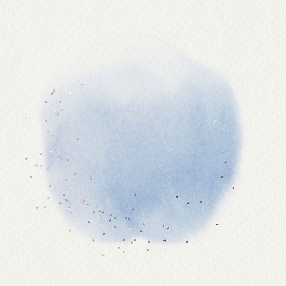 Blue abstract watercolor blob on beige background