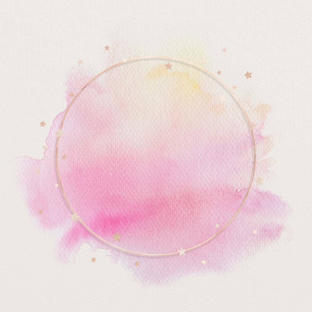 Pink abstract watercolor blob on beige background
