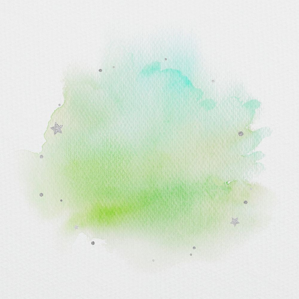 Green abstract watercolor blob on white background