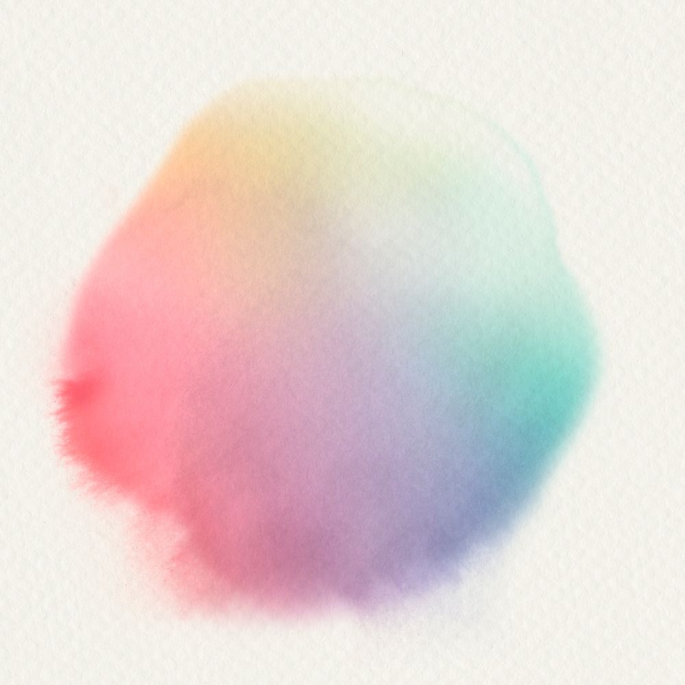 Rainbow abstract watercolor blob on white background