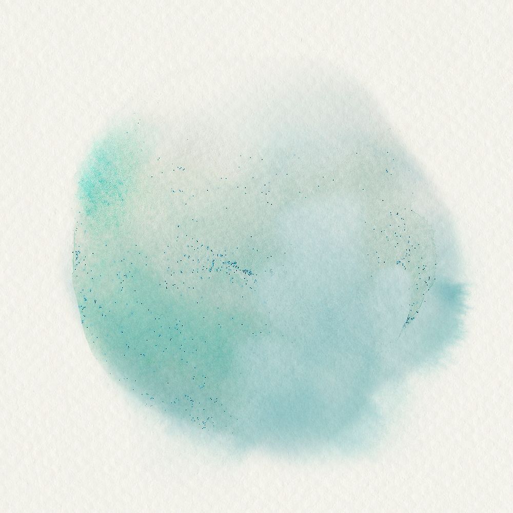 Green abstract watercolor blob on beige background