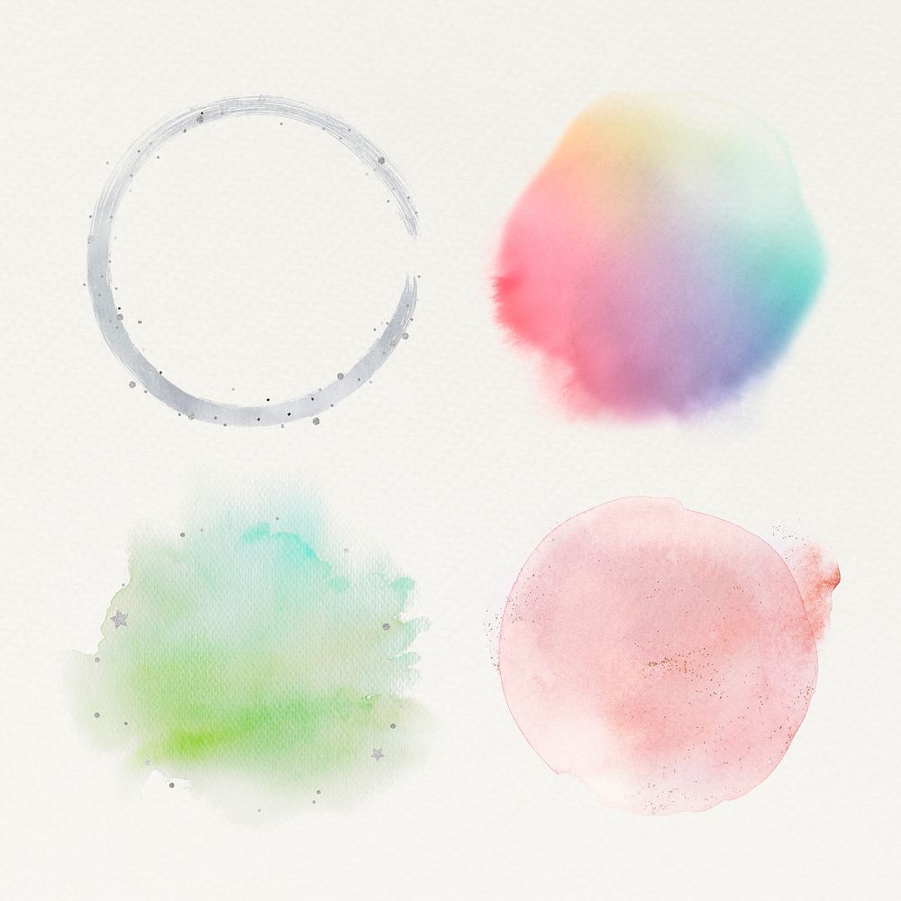 Watercolor blobs and brush stroke set