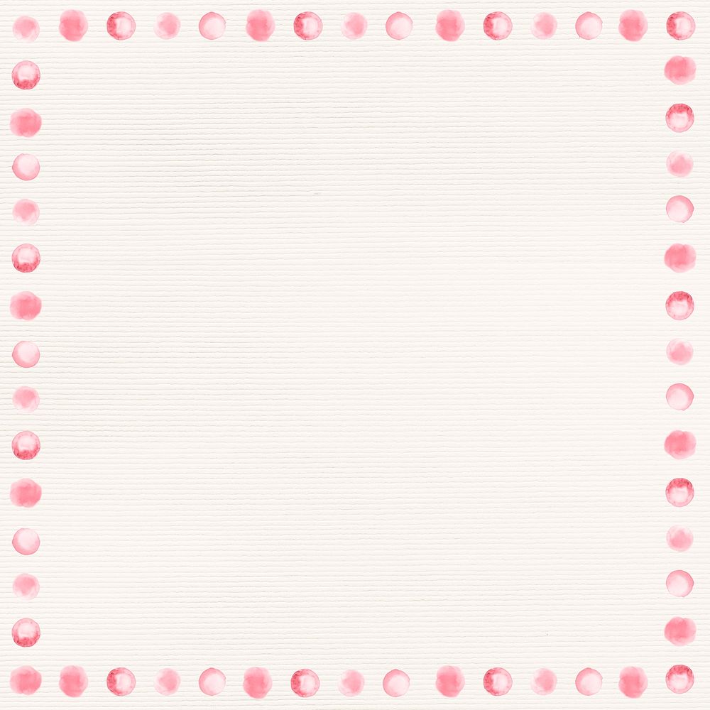 Pink watercolor blobs frame on white background