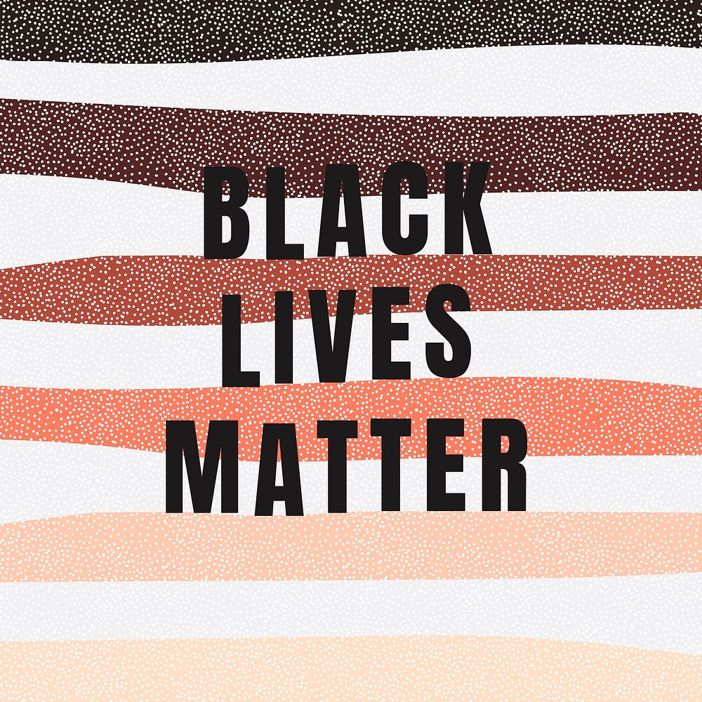 Black lives matter with colorful striped background social media post