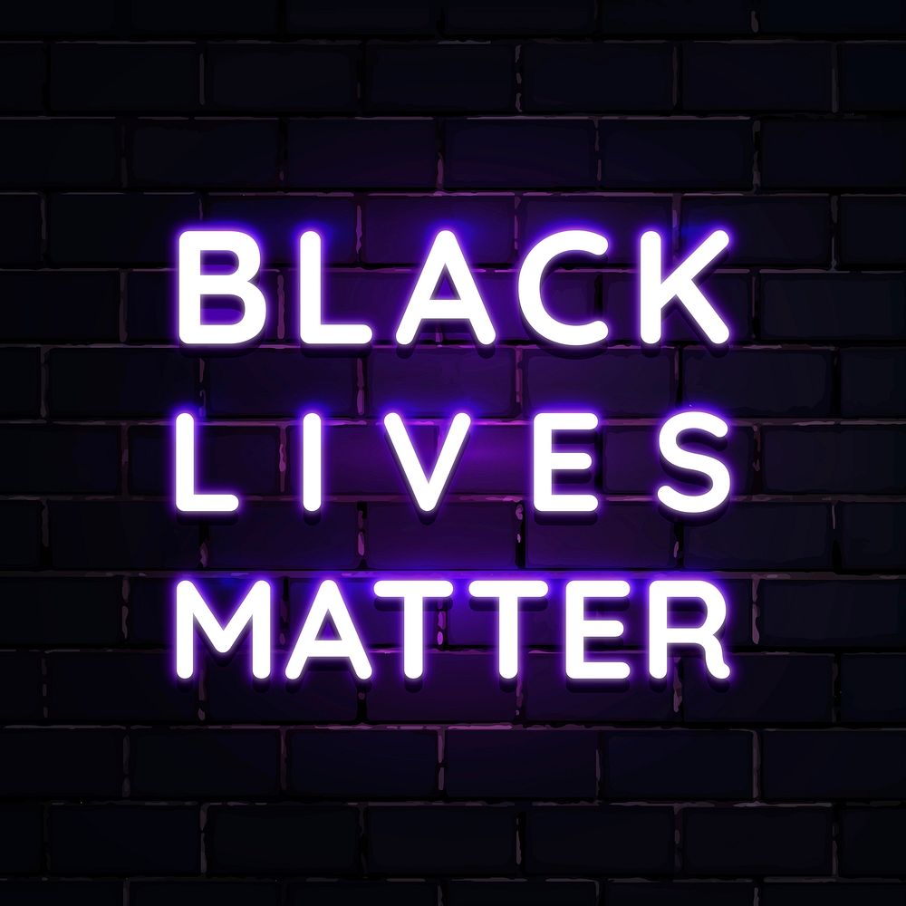 Neon purple black lives matter sign vector 