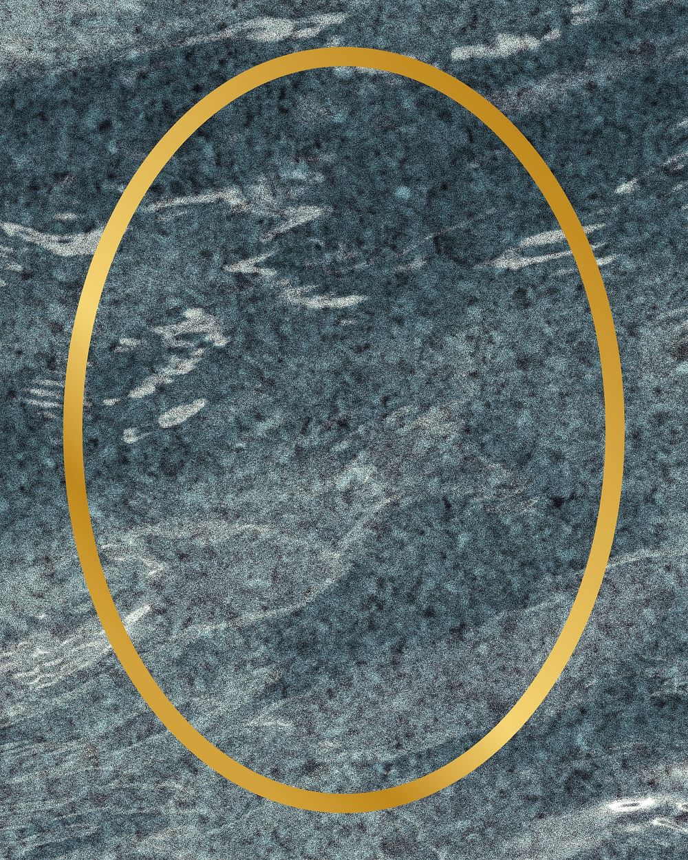 Golden framed oval on a marble texture