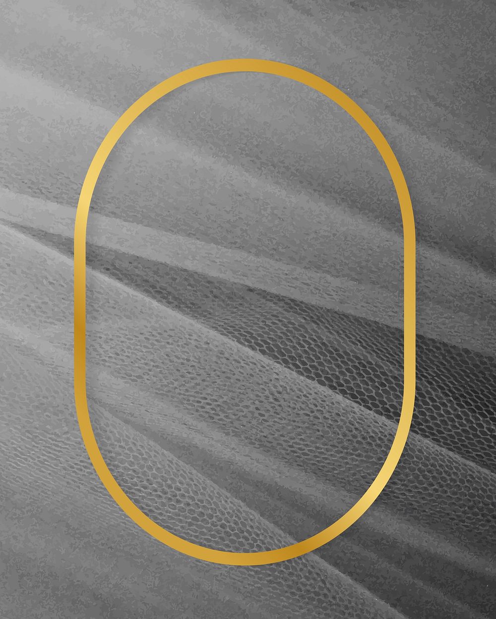 Golden framed oval on a gray mesh textured vector