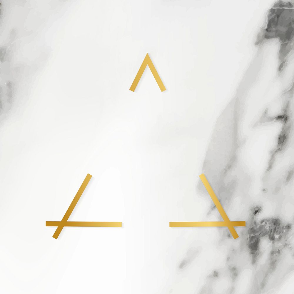 Golden framed triangle on a marble textured vector