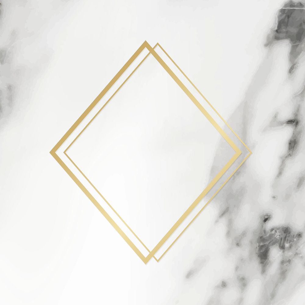 Golden framed rhombus on a marble textured vector