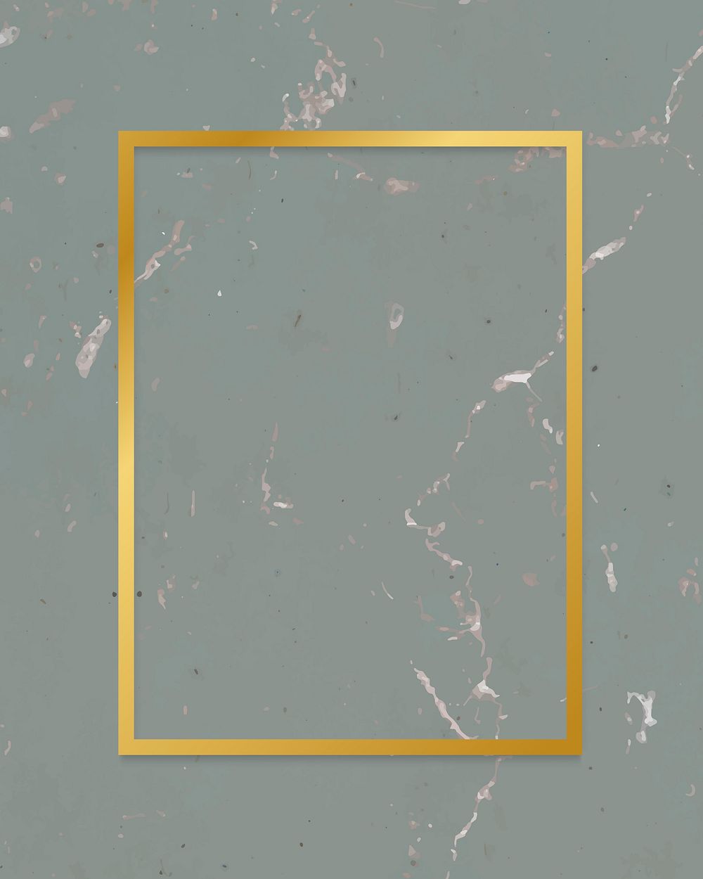 Golden framed rectangle on a marble textured vector