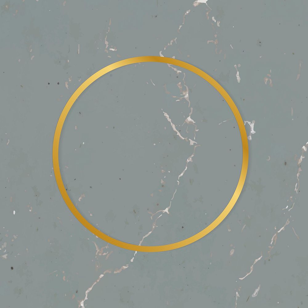 Golden framed circle on a marble textured vector