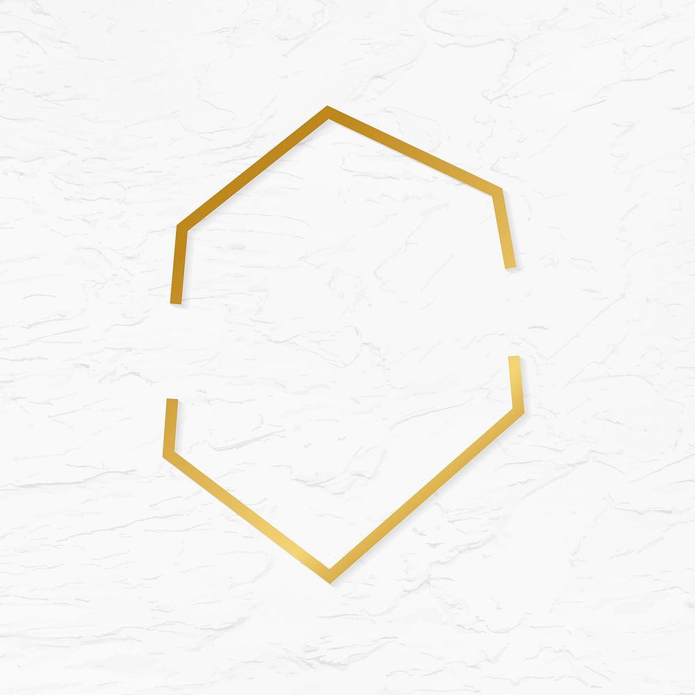 Golden framed hexagon on a stucco wall textured vector