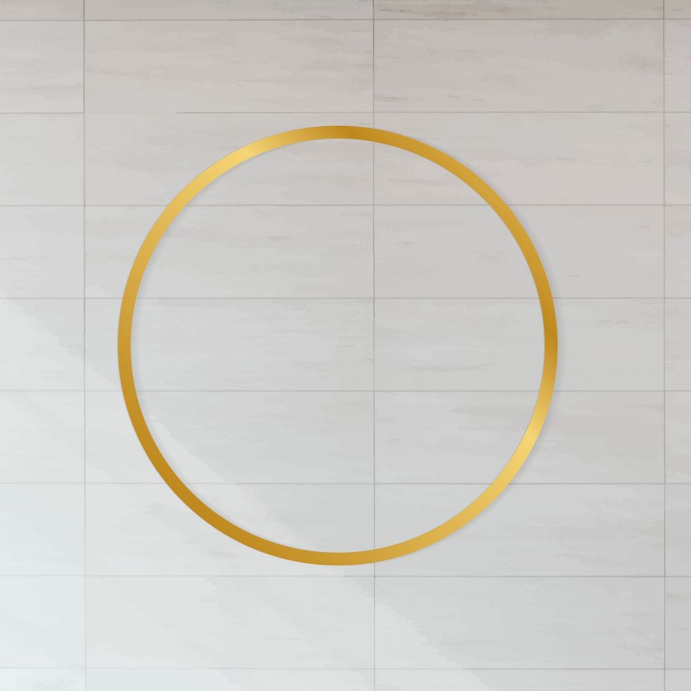 Golden framed circle on a tiled textured vector