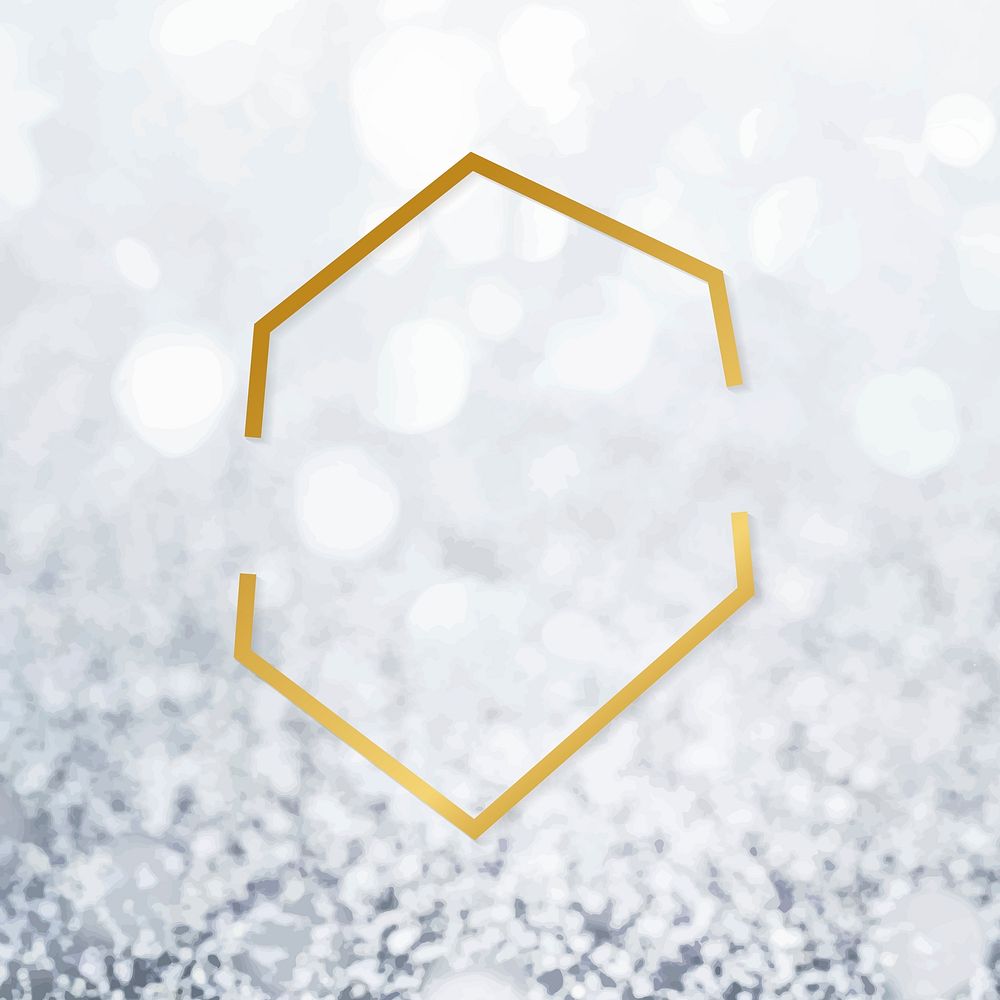 Golden framed hexagon on a glitter textured vector