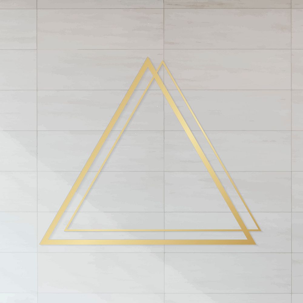 Golden framed triangle on a tiled textured vector