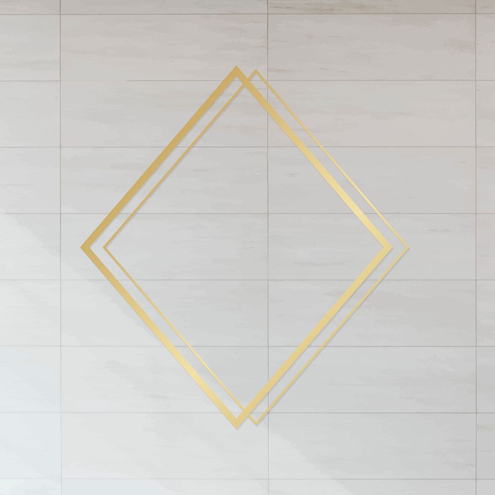 Golden framed rhombus on a tiled textured vector
