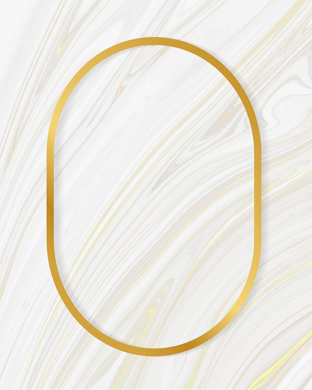 Golden framed oval on a liquid marble textured vector