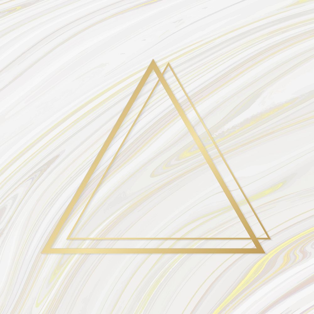 Golden framed triangle on a liquid marble textured vector