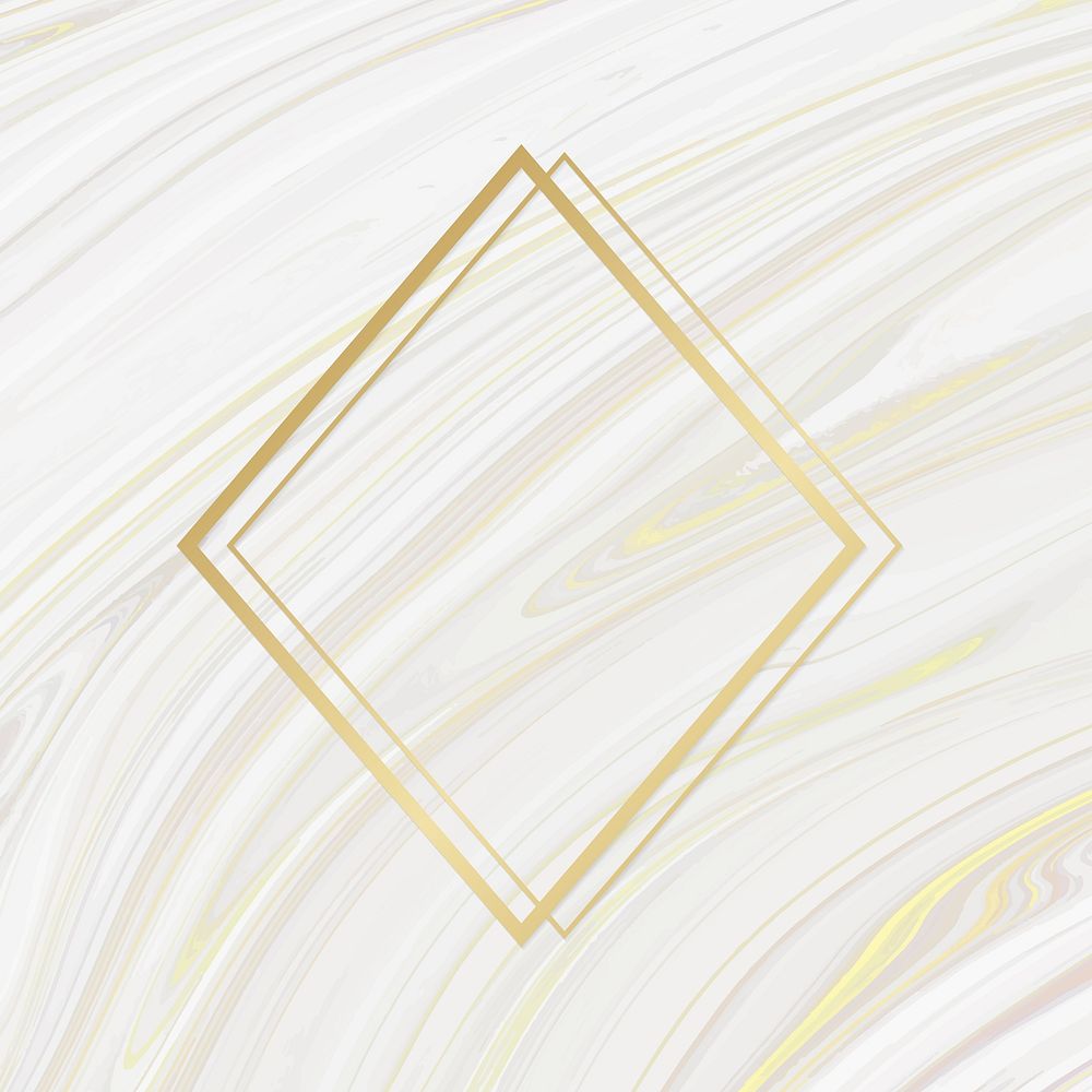 Golden framed rhombus on a liquid marble textured vector
