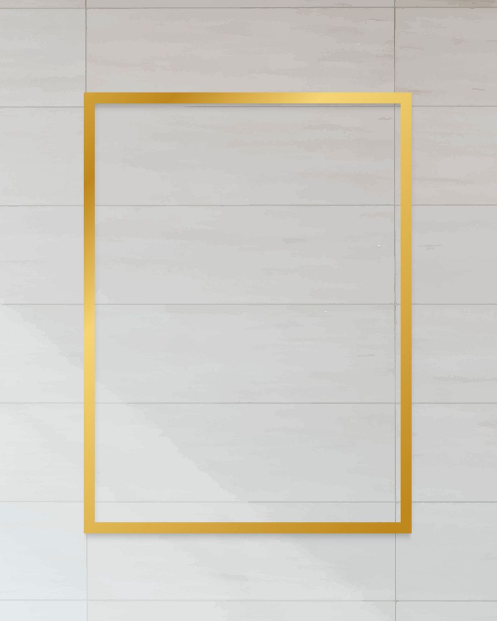 Golden framed rectangle on a tile textured vector