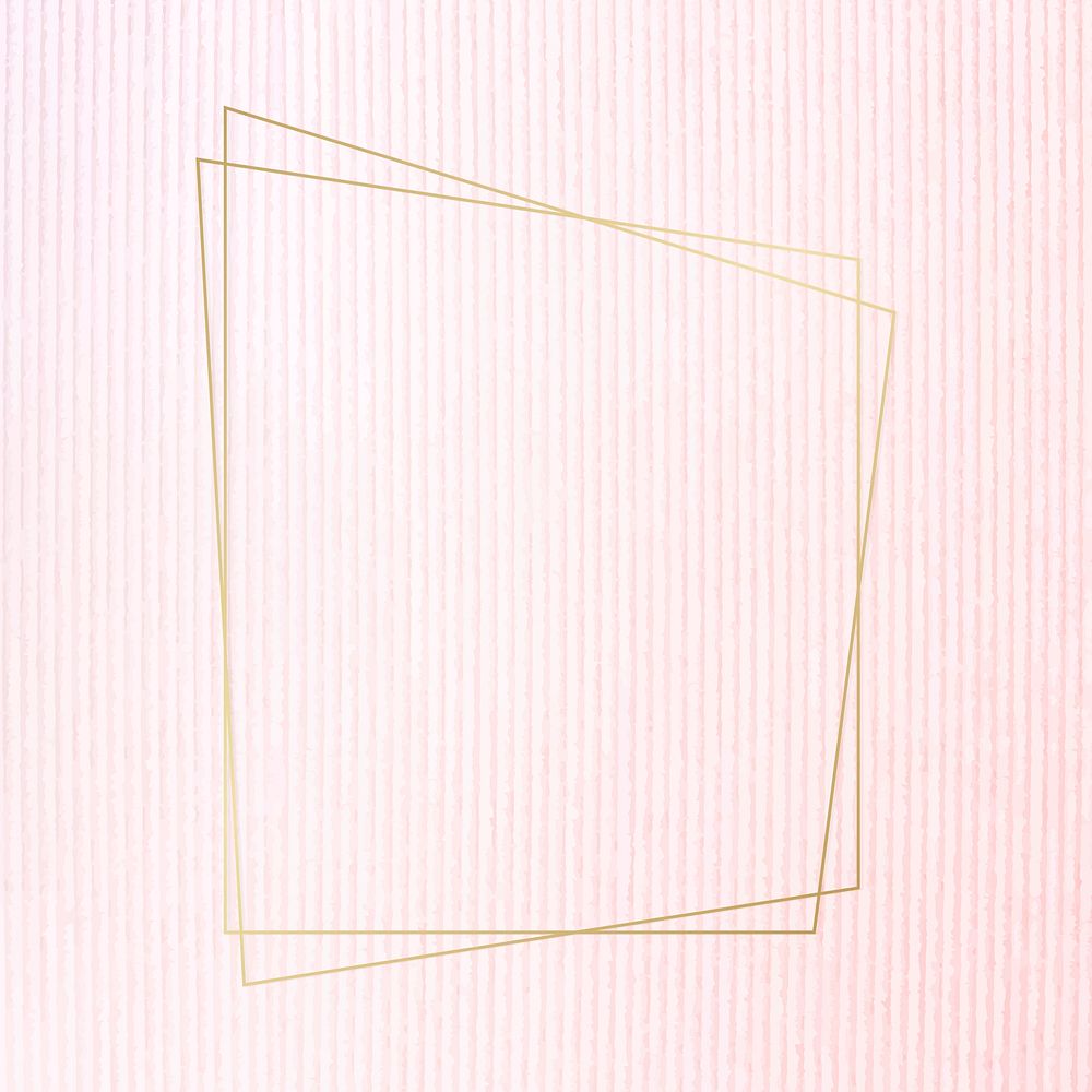 Golden framed trapezium on a pink textured vector