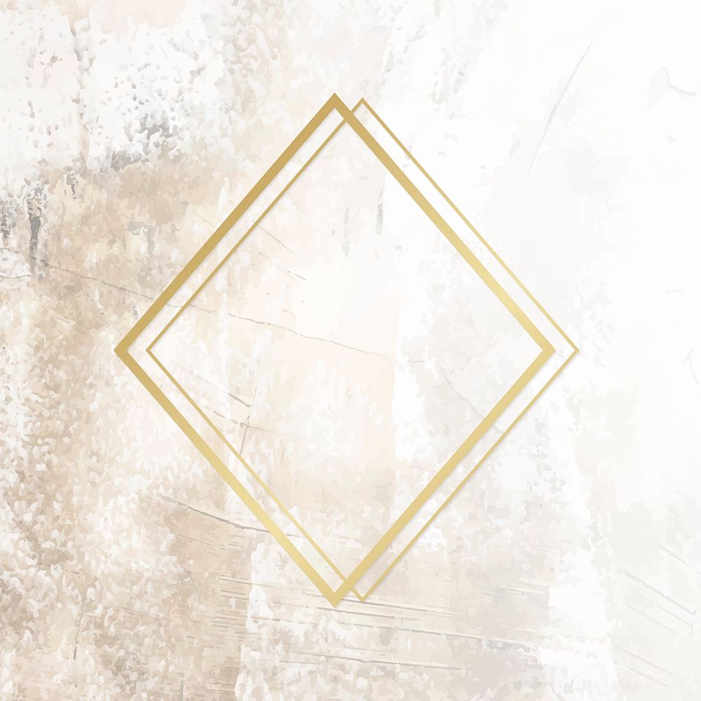 Golden framed rhombus on a grunge textured vector