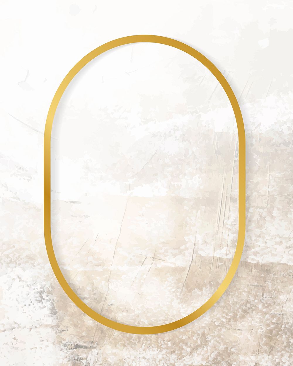 Golden framed oval on a grunge textured vector