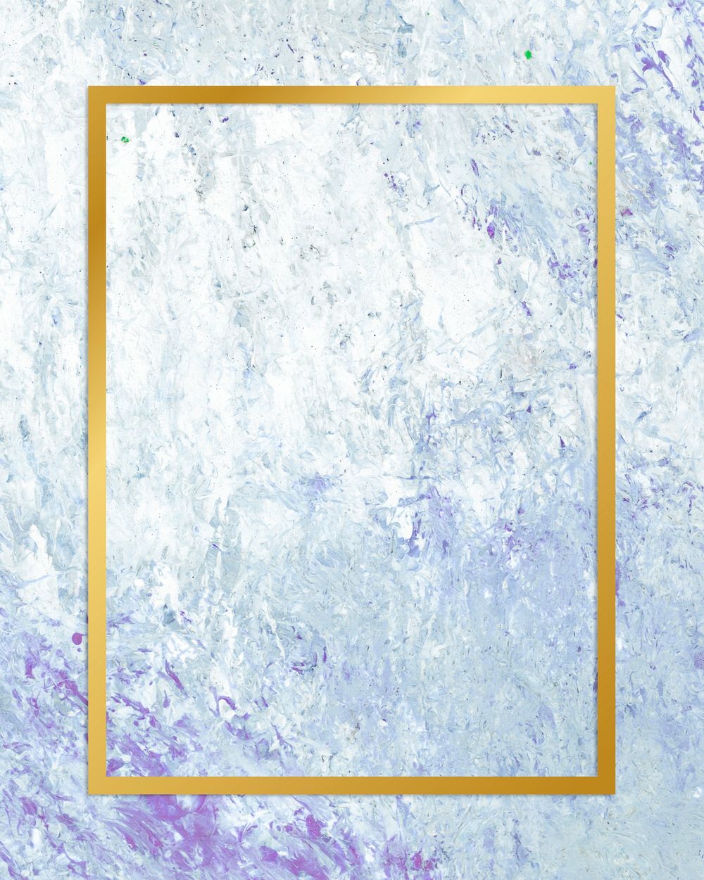 Gold rectangle frame on a blue abstract patterned background
