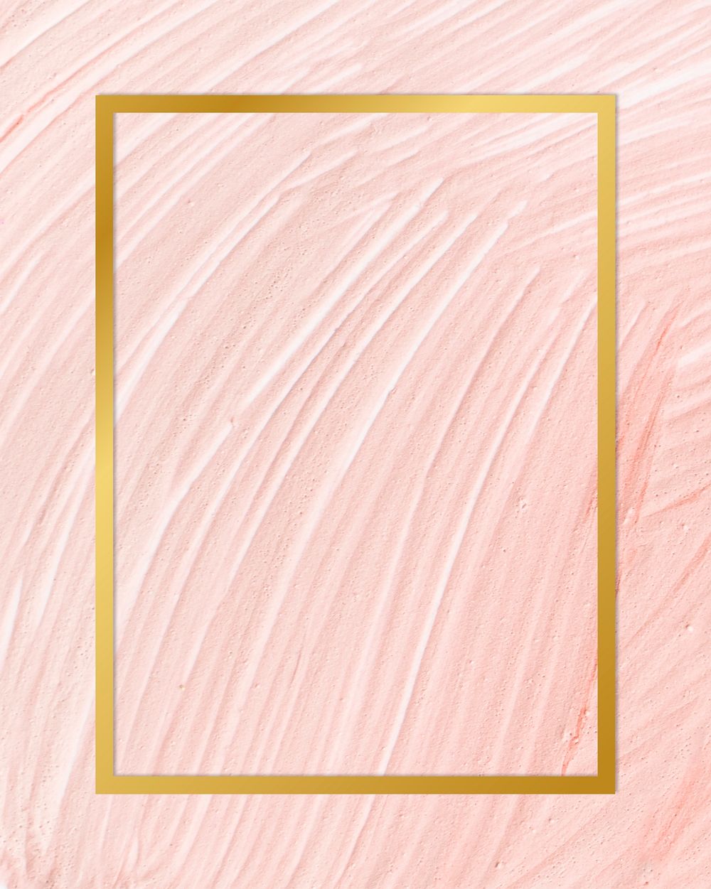 Gold rectangle frame on a pastel pink paintbrush stroke patterned background