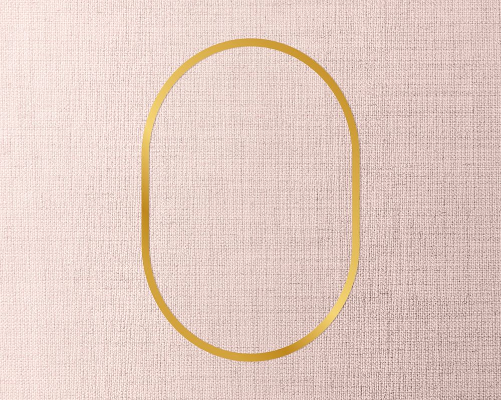 Gold oval frame on a peach fabric background