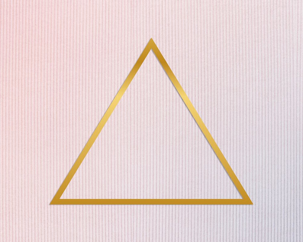 Gold ftriangle rame on a pinkish blue fabric background