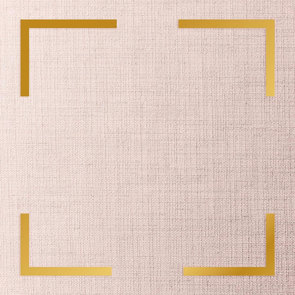 Gold square frame on a peach fabric background