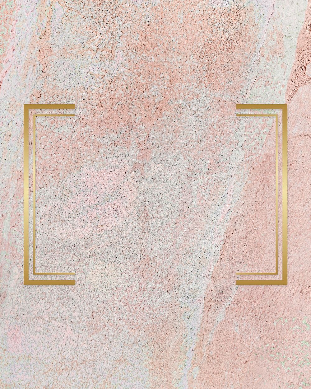 Gold square frame on a rustic pastel pink background