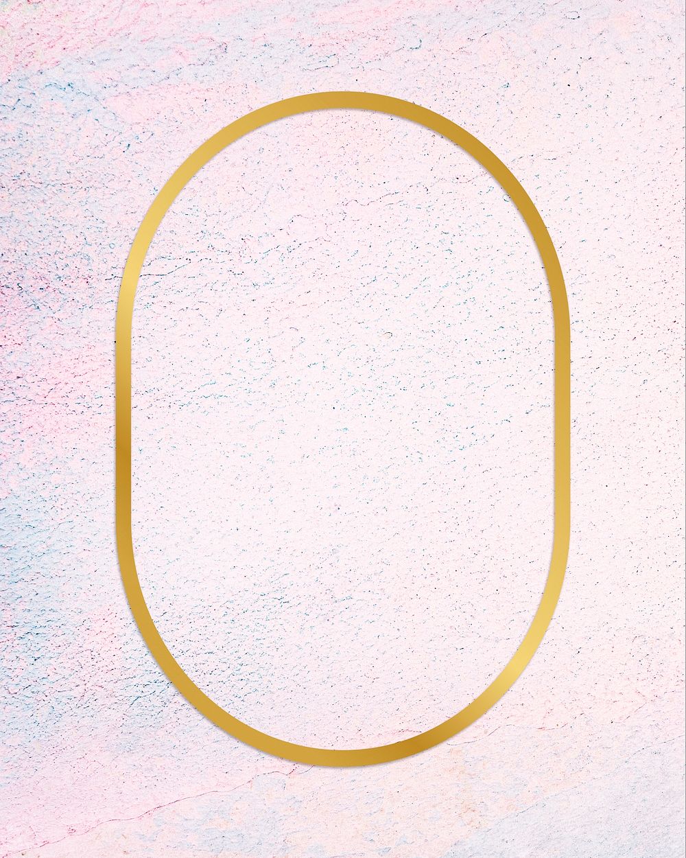 Gold oval frame on a pastel concrete background