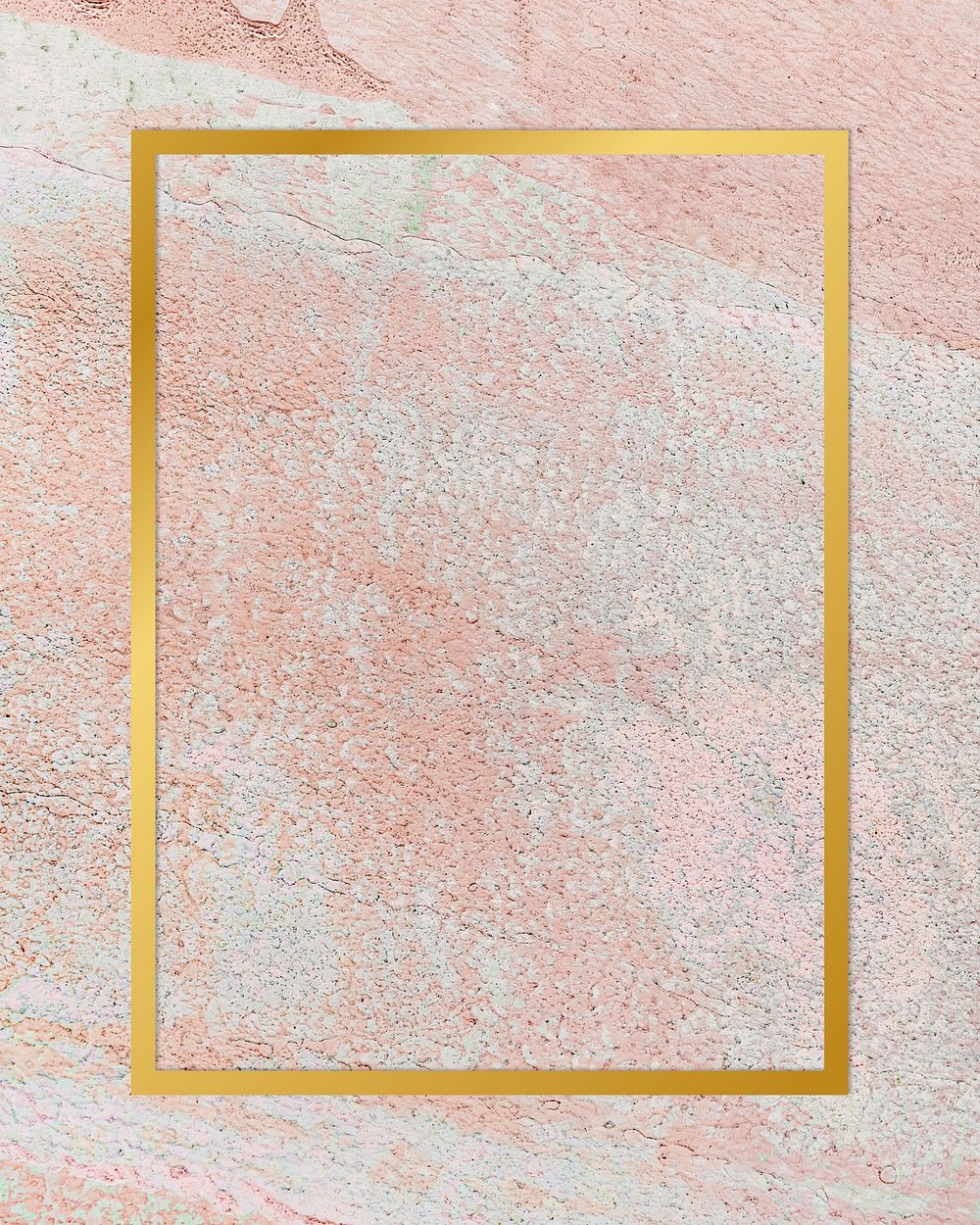 Gold rectangle frame on a rustic pastel pink background