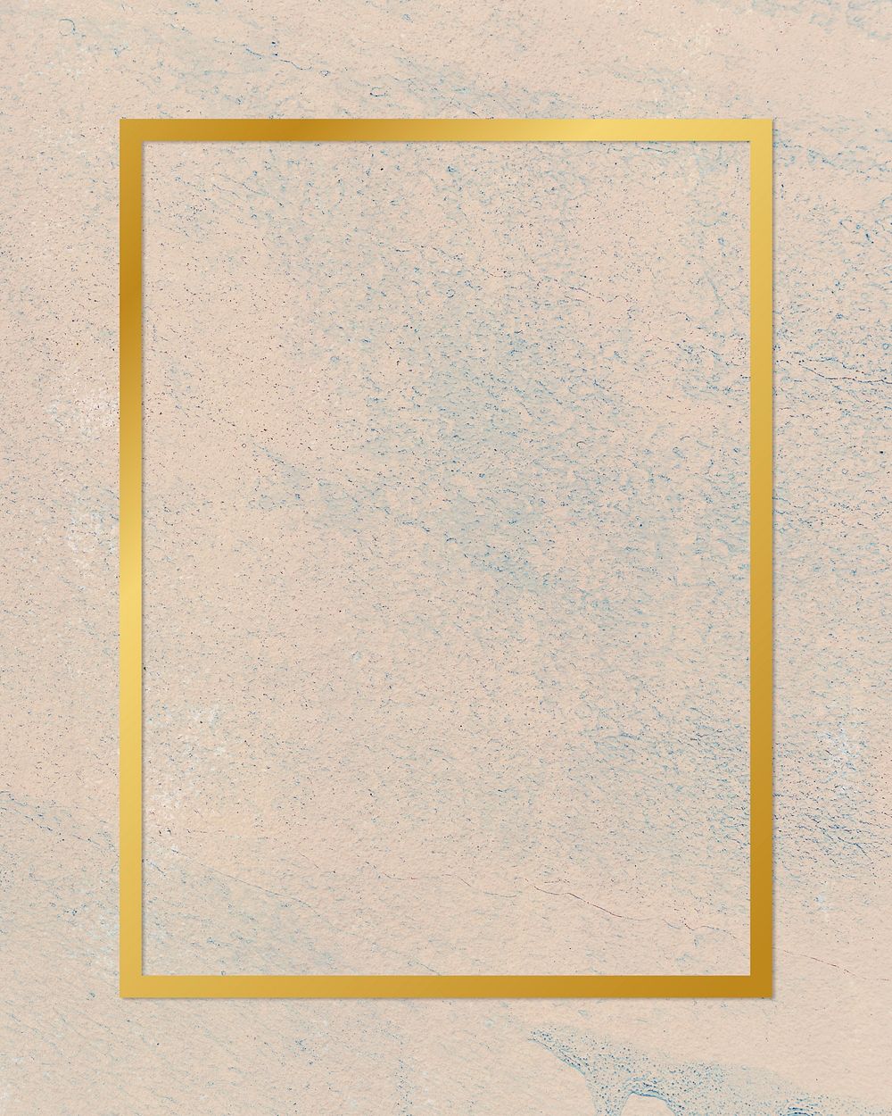 Gold rectangle frame on a rough beige background