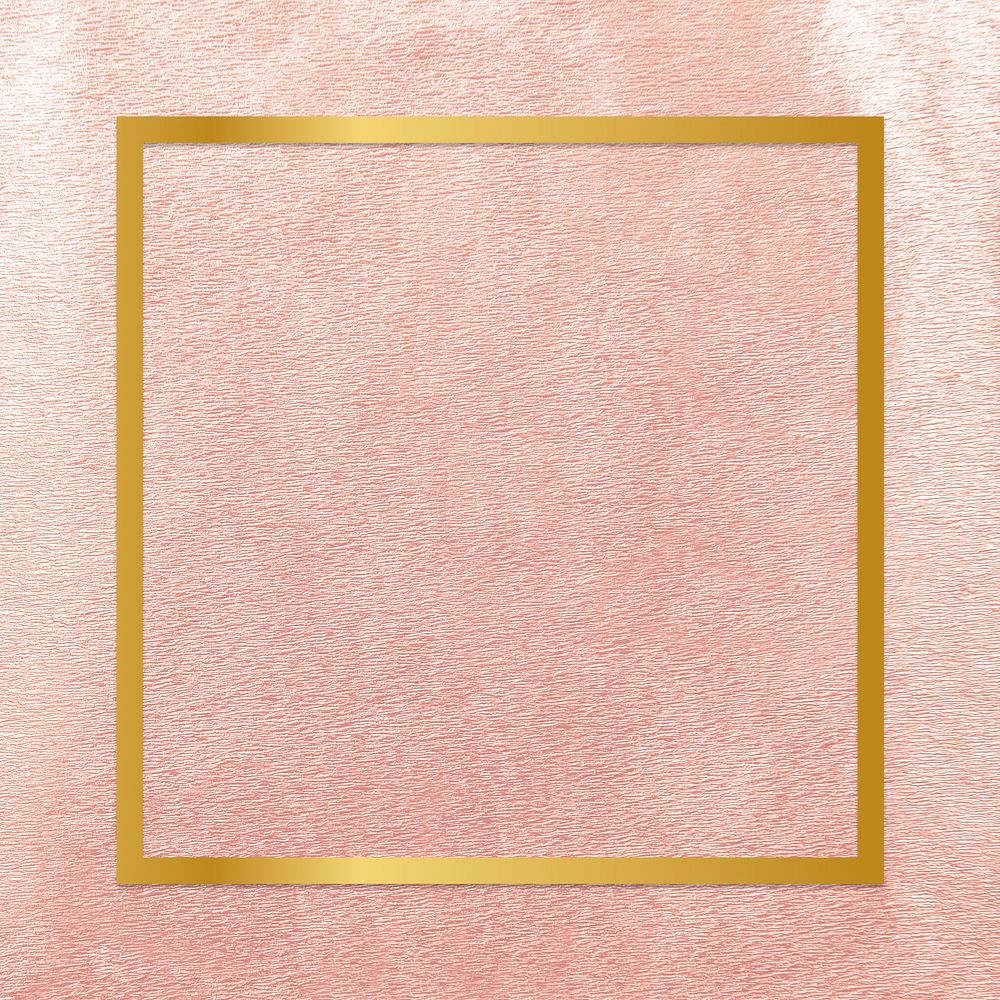 Gold square frame on a rose gold background