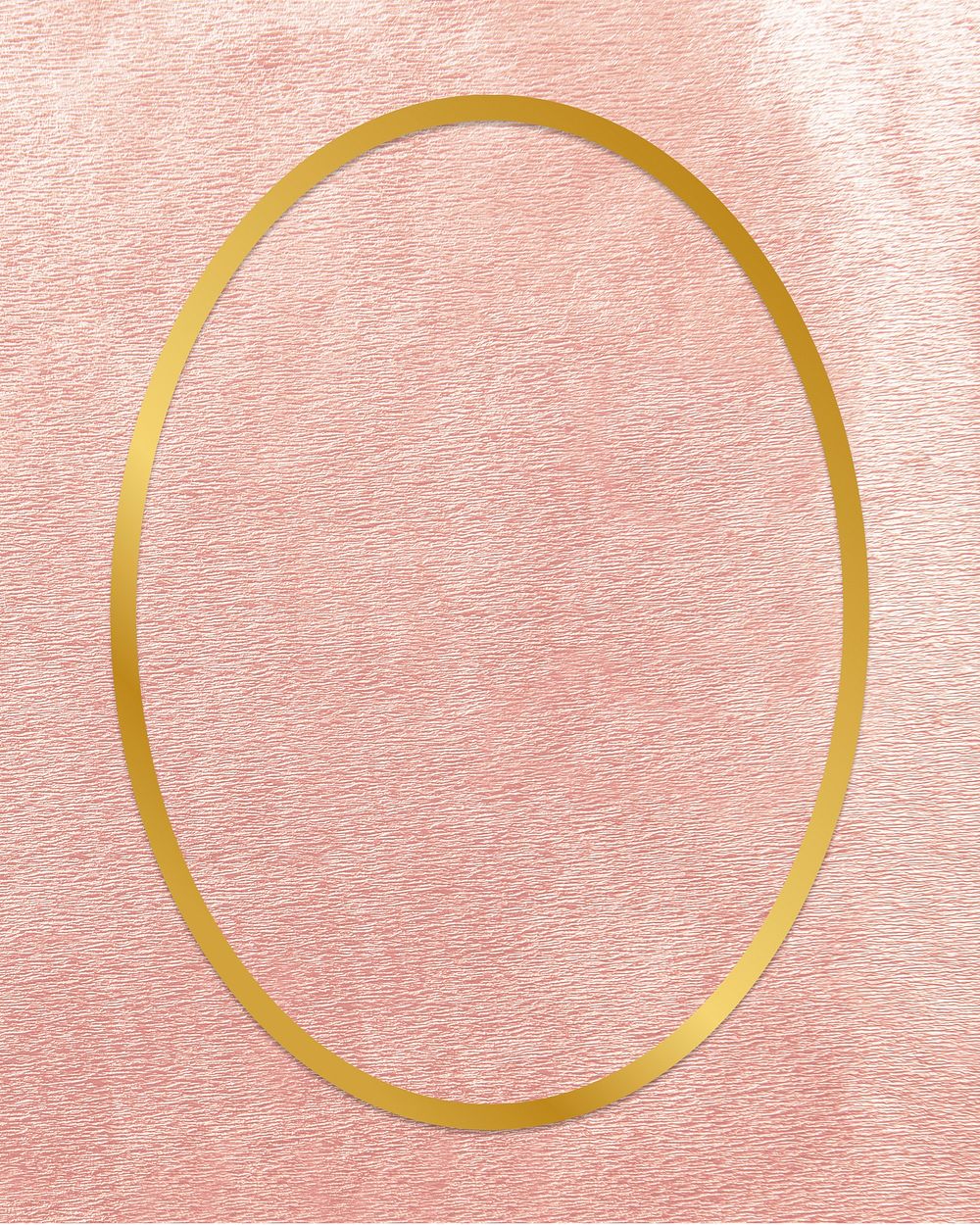 Gold oval frame on a rose gold background