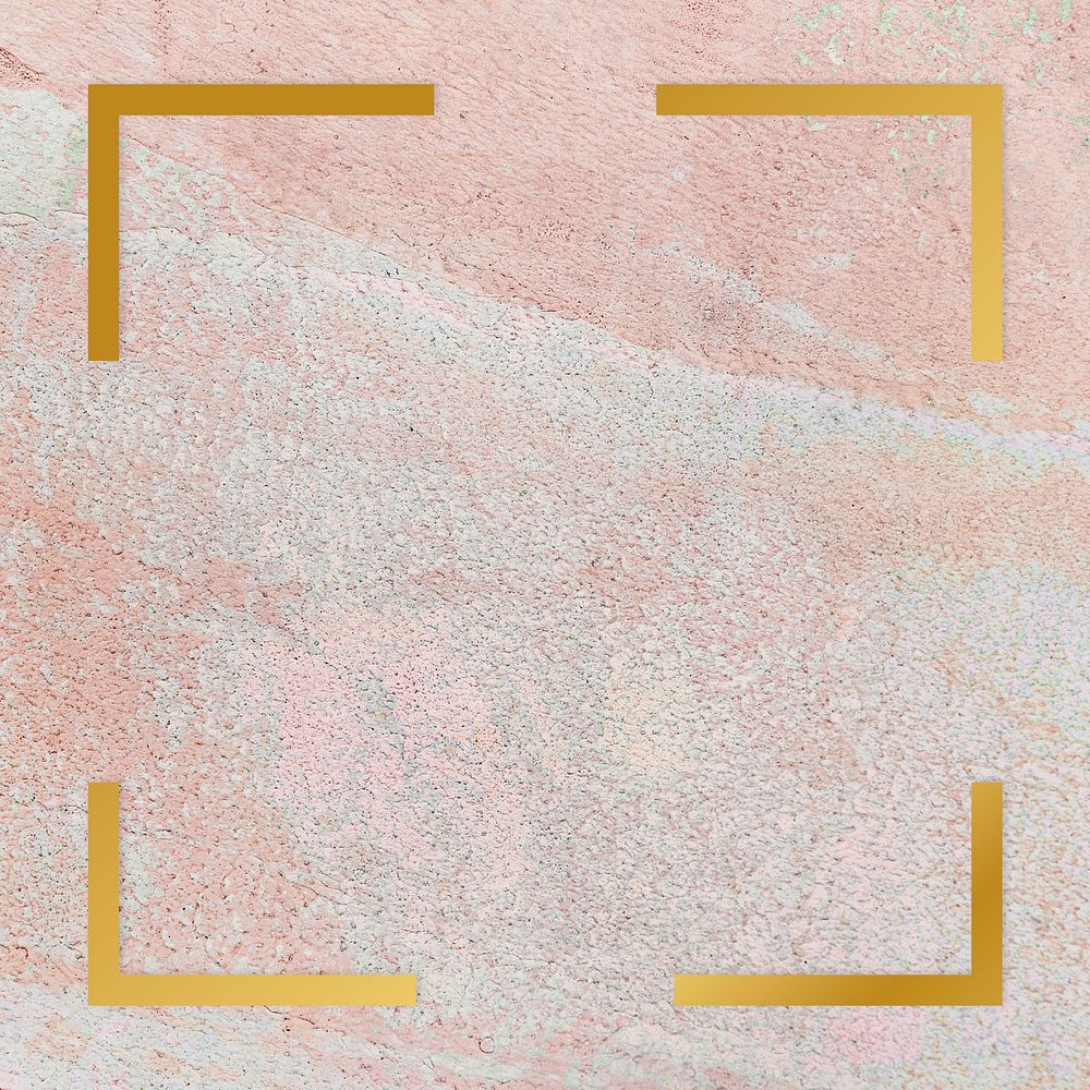 Gold square frame on a rustic pastel pink background